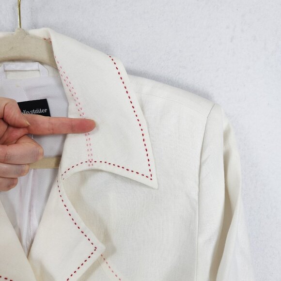 Claudia Strater Jacket Womens EU 42 US 12 Off White Cream Linen Blazer Classic - Picture 4 of 15